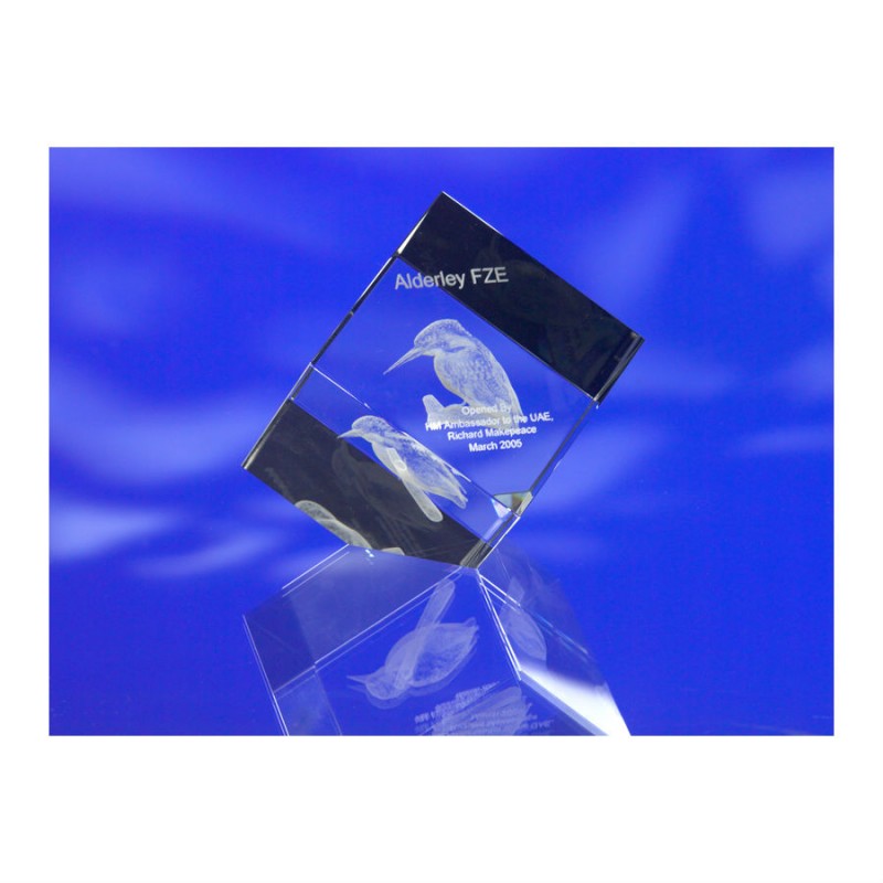 3d crystal CUT CORNER GLASS CUBE