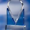 BLUE CLEAR TRANSPARENT GLASS AWARD TROPHY