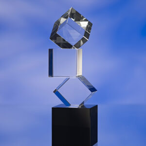 BUILDING BLOCKS GLASS AWARD TROPHY with Black Glass Base