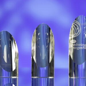 CUT CYLINDER GLASS AWARD TROPHY