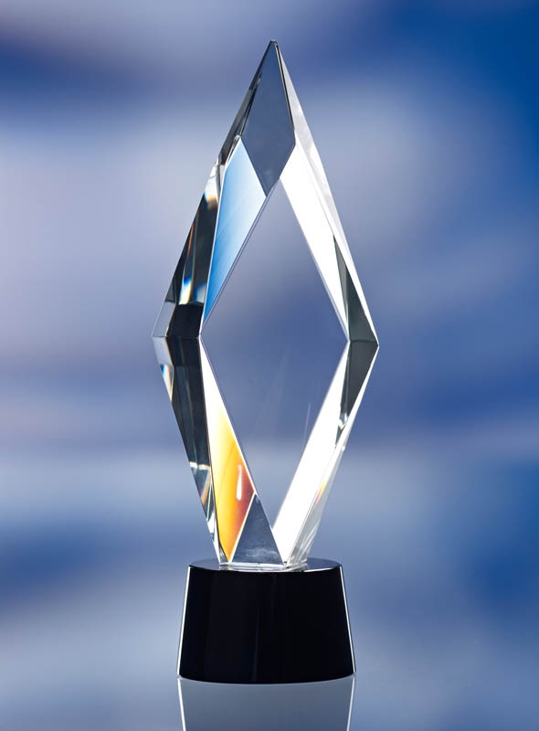 DIAMOND CUT TOWER GLASS AWARD TROPHY