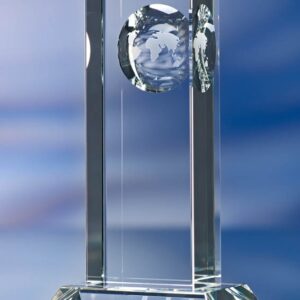EMBEDDED GLOBE GLASS AWARD TROPHY