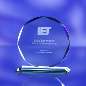 FACETED JADE GLASS AWARD TROPHY