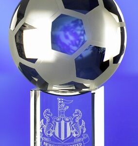 FOOTBALL ON BASE GLASS AWARD TROPHY