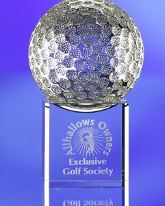 GOLF BALL ON BASE GLASS AWARD TROPHY